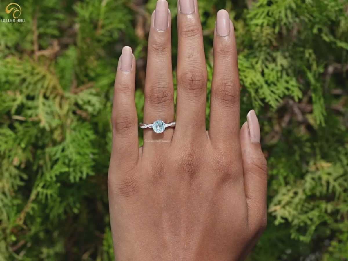 Aquamarine Round Cut Gemstone Ring