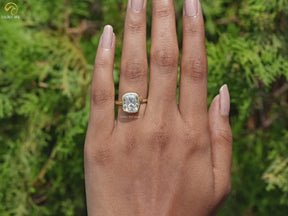 Old Mine Cushion Cut Moissanite Bezel Set Ring