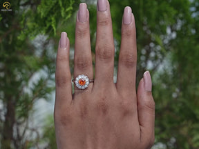 Round Sunstone Gemstone Engagement Ring