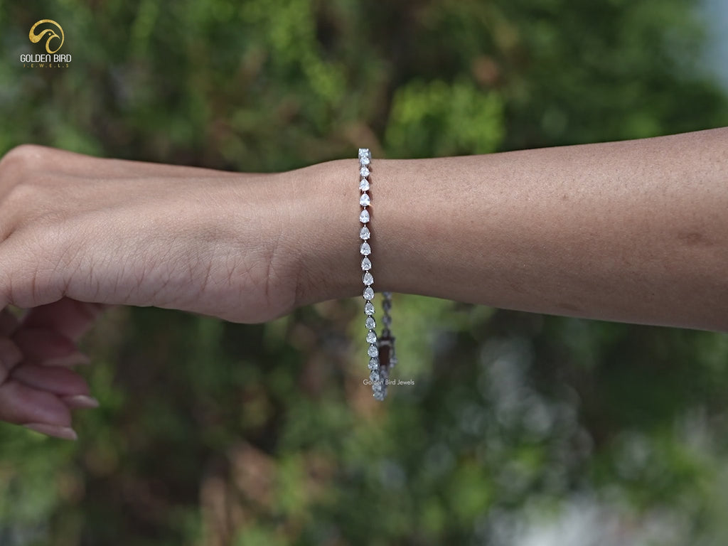 You tube Video of Pear Cut Lab Diamond Tennis Bracelet
