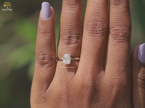 Moissanite Oval Cut Hidden Halo Ring