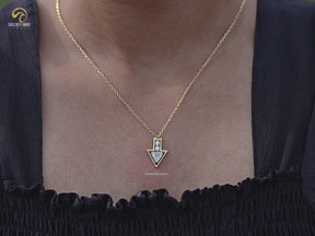 You tube Video Of Triangle And Baguette Moissanite Arrow Shape Pendant		