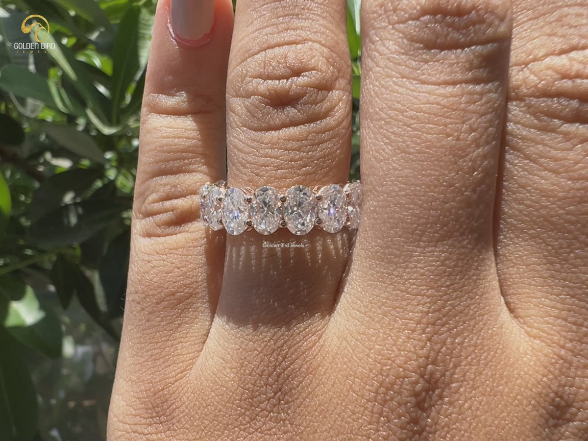 Oval Cut Moissanite 3/4 Eternity Bridal Band