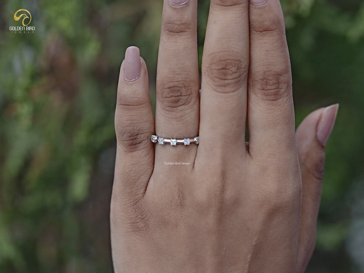 Colorless Princess Cut Moissanite Half Eternity Band