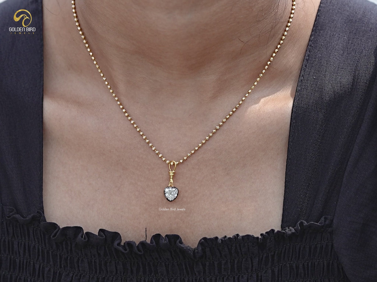 You tube Video Of Old Mine Heart Shaped Moissanite Solitaire Pendant