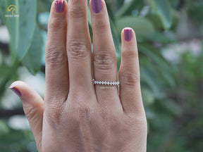 Colorless Round Cut Moissanite Half Eternity Bridal Band