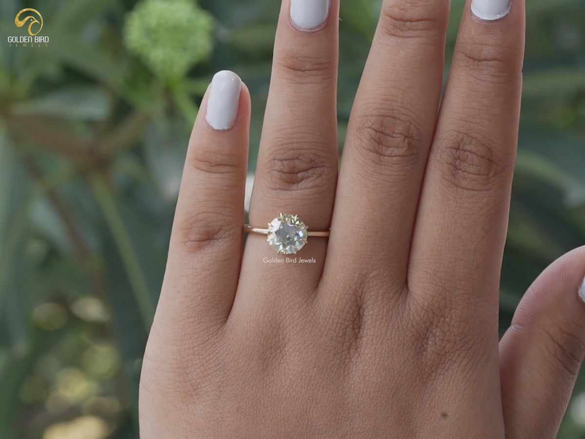 OEC Round Light Yellow Solitaire Moissanite Engagement Ring