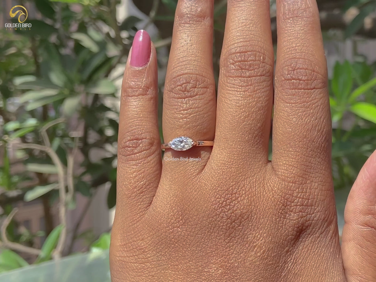 East West Marquise Solitaire Ring