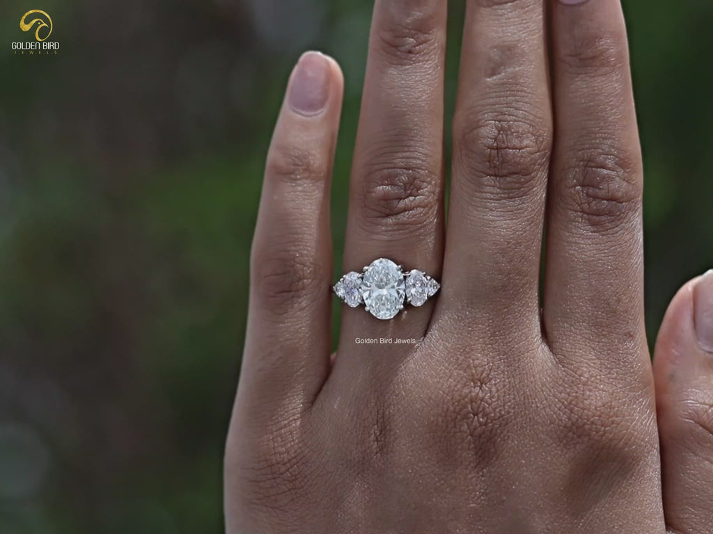 You tube Video Of Oval And Trillion Lab Diamond Five Stone Ring