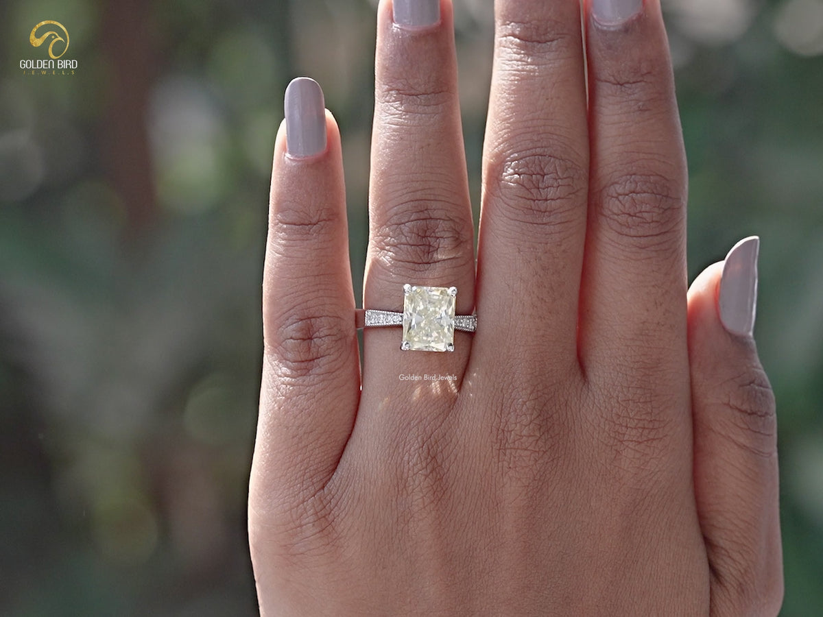 Radiant Moissanite Accent Stone Engagement Ring