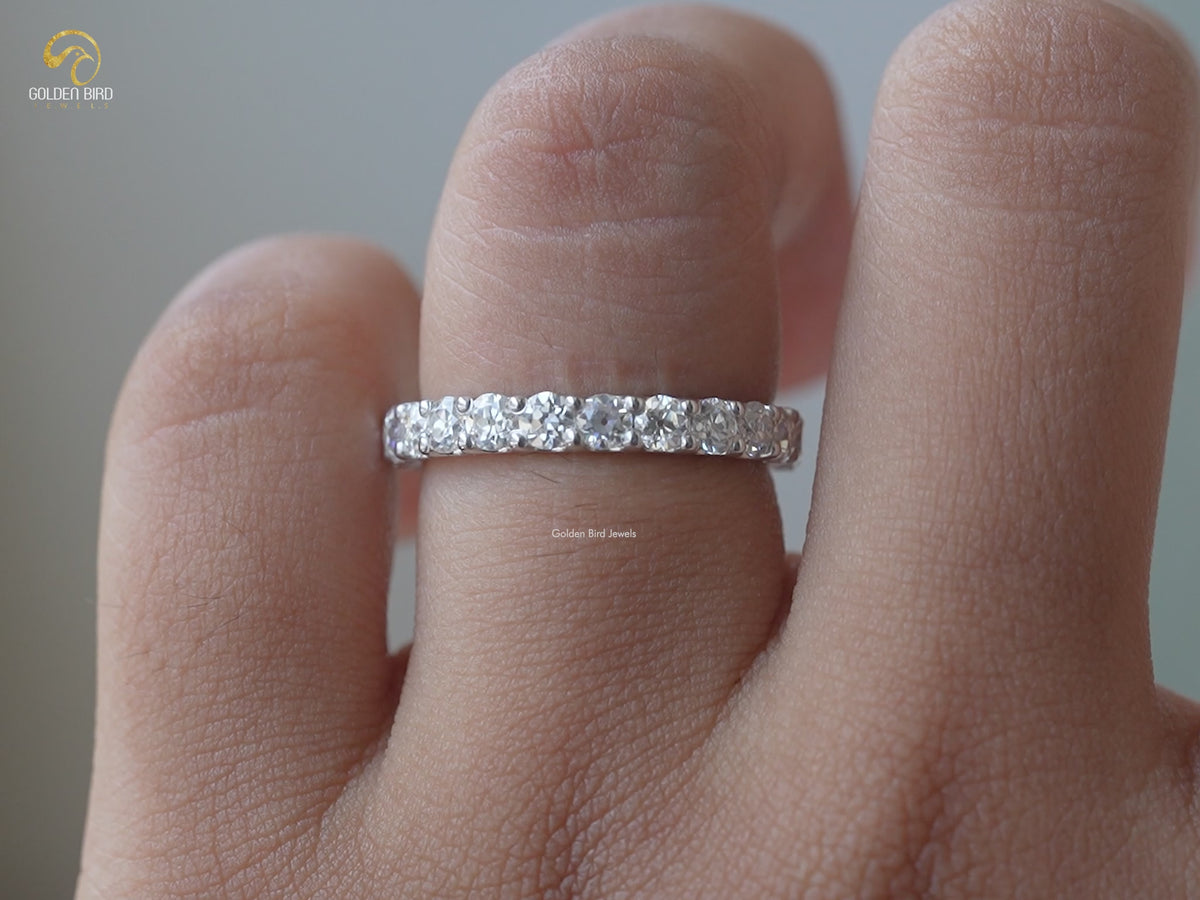 Old European Round Cut Moissanite 3/4 Eternity Band