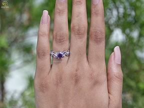 Amethyst Purple Hexagon Gemstone Accent Ring