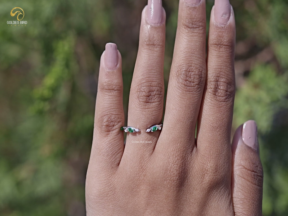 You tube Video of Marquise Gemstone Open Cuff Wedding Band