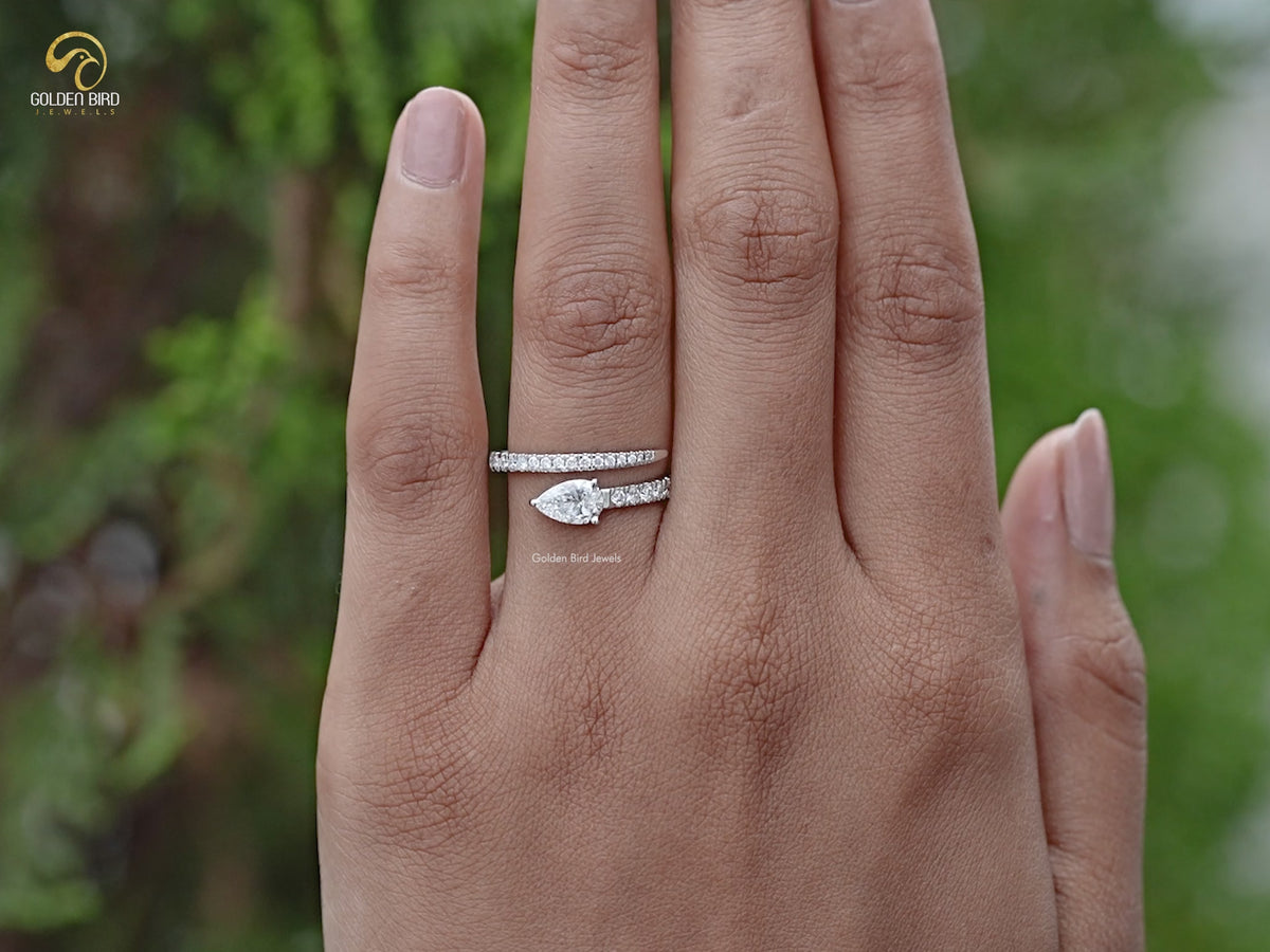 Pear And Round Cut Lab Diamond Open Cuff Band