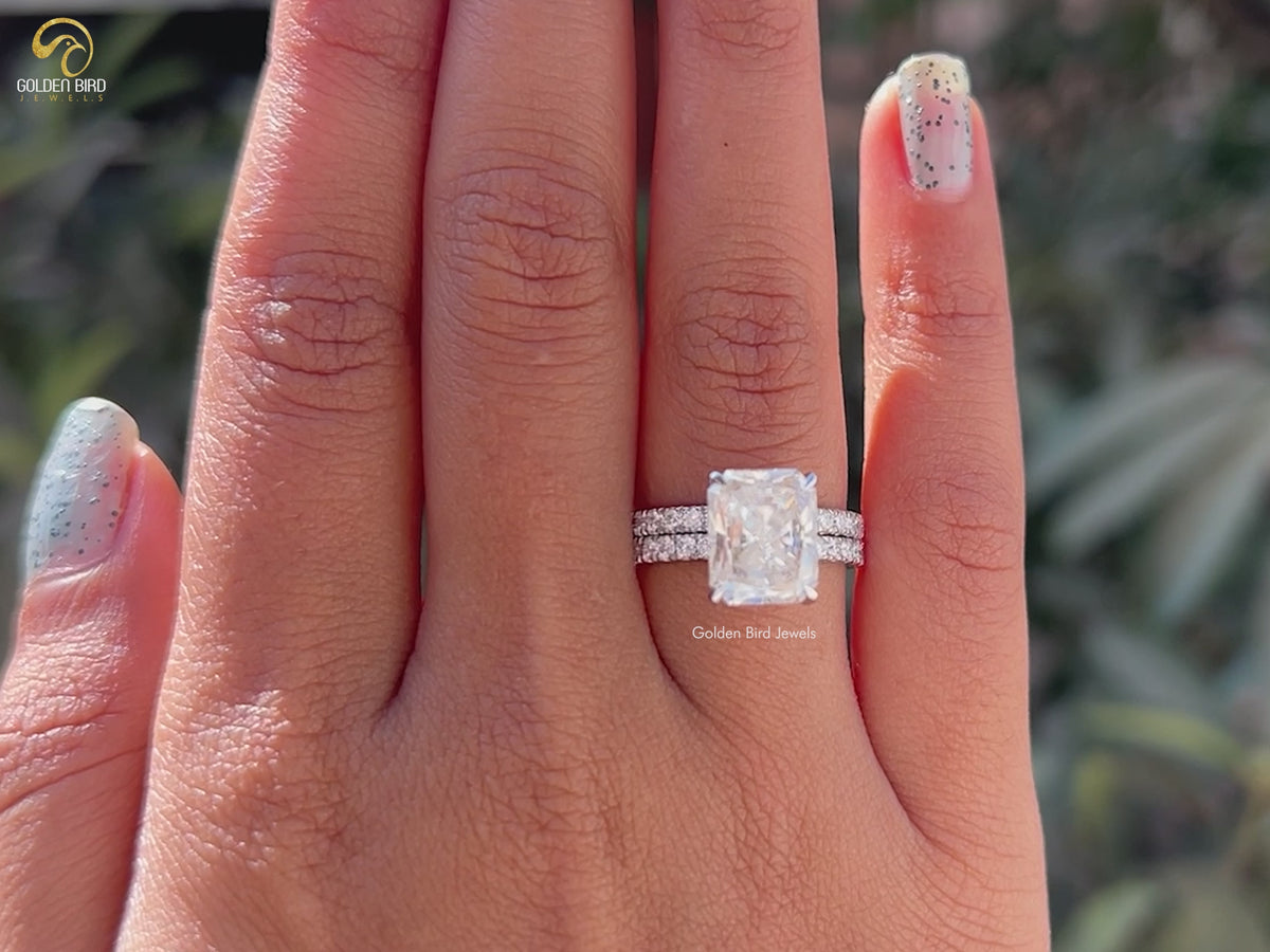 Radiant Cut Hidden Halo Moissanite Engagement Ring