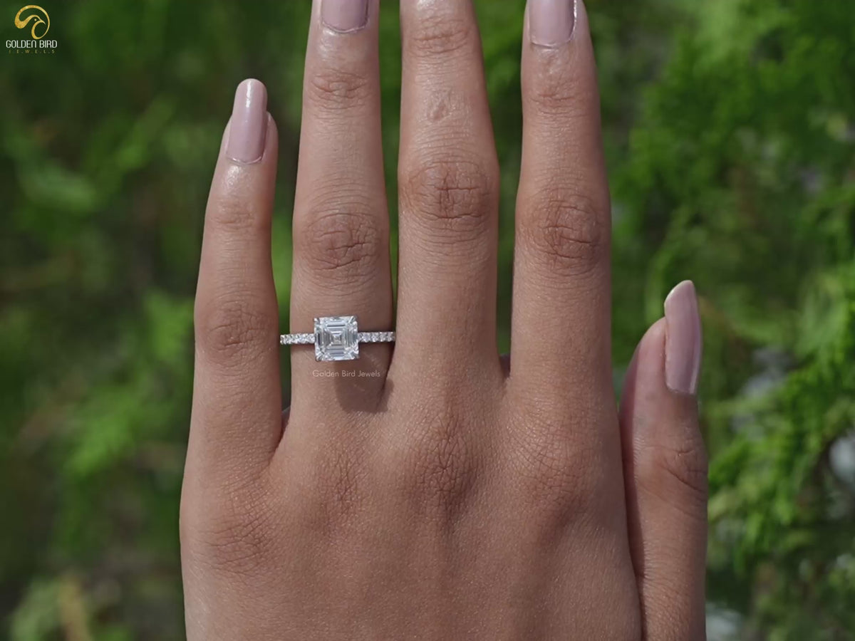 Square Emerald Diamond Engagement Ring