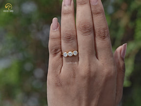 Old European Cut Round Moissanite Three Stone Ring