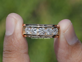 Round Cut Lab Diamond Channel Set Men's Ring