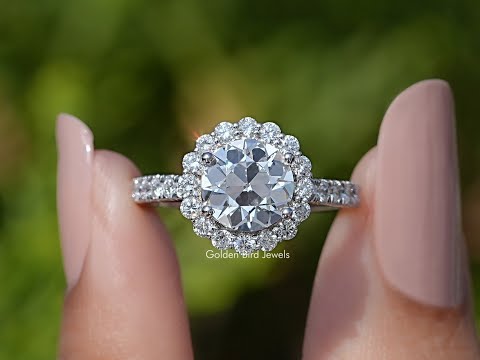 Old European Round Lab Diamond Halo Accent Ring