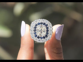 YouTube Video Of Double Halo Cushion Cut Moissanite Ring