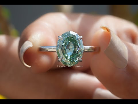 YouTube Video Of Blue Step Cut Oval Moissanite Engagement Ring
