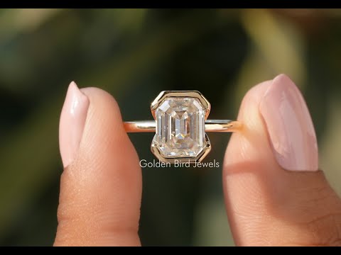 YouTube Video Of Emerald Half  Bezel Set Moissanite Bridal Ring
