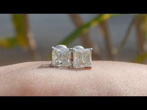 YouTube Video Of  Princess Cut Moissanite Stud Earrings