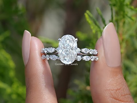 You tube Video Of Crushed ice Oval Cut moissanite Bridal Set ring
