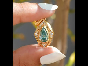 YouTube Video Of Moissanite Old Mine Pear Cut Designer Pendant