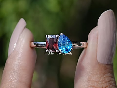 You tube Video Of Moissanite Engagement Ring in Radiant and Pear Cut Stones