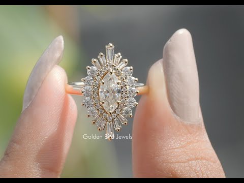 YouTube Video Of Marquise Cut Halo Lab Diamond Ballerina Ring