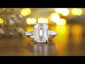 YouTube Video Of Three Stone Emerald And Tapper Baguette Cut Moissanite Anniversary Ring