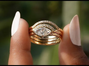 YouTube Video Of Marquise Cut Moissanite Trio Bridal Ring Set