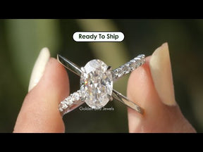 YouTube Video Of Crushed Ice Oval And Round Cut Split Shank Moissanite Ring