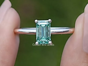 You tube Video of Green Emerald Cut Moissanite Solitaire Ring