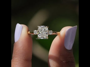 YouTube Video Of Cushion Cut Lab Diamond Three Stone Ring