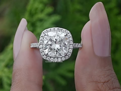 YouTube Video Of Cushion Cut Diamond Halo Engagement Ring