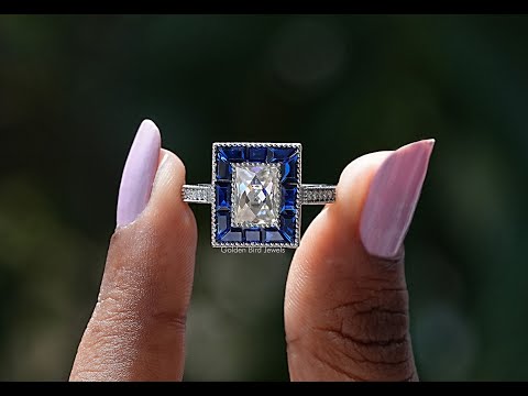 YouTube Video Of French Radiant Cut Moissanite Halo Ring