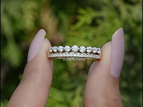 Round Moissanite Two Row Half Eternity Matching Band