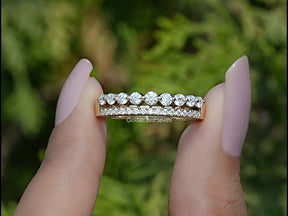 Round Moissanite Two Row Half Eternity Matching Band