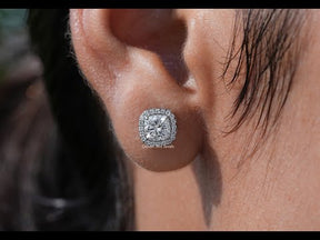 YouTube Video Of Cushion Cut Moissanite Halo Stud Earring
