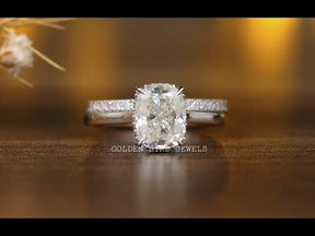 YouTube Video Of Elongated Cushion Cut Moissanite Ring Set 