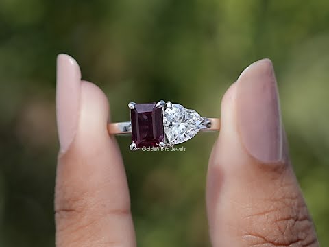 You tube Video of Alexandrite Gemstone And Heart Moissanite Toi Et Moi Ring