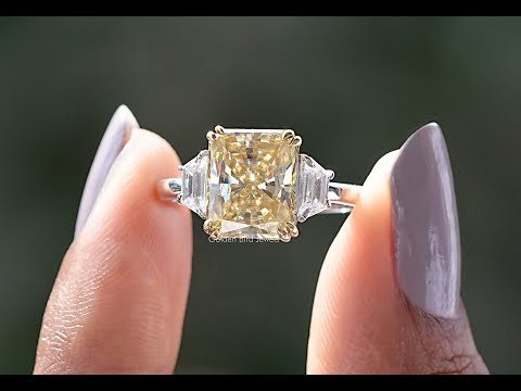 YouTube Video Of Three Stone Radiant Cut Moissanite Engagement Ring