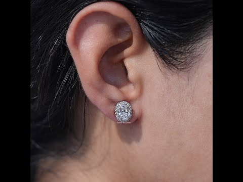 Youtube Video of Oval Cut Lab Diamond Halo Stud Earrings