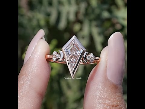 Colorless Kite Cut Moissanite Bezel Set Ring