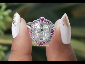 YouTube Video Of Old Mine Cushion Cut Moissanite Halo Ring
