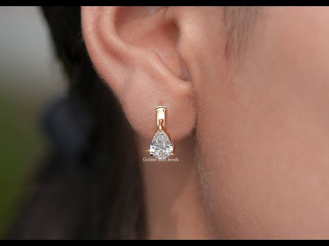 YouTube Video of Pear Cut Diamond Solitaire Huggie Hoop Earrings 