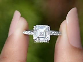 You tube Video Of Solitaire Moissanite Ring In Asscher Accent Ring