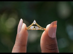 [YouTube Video Of Pear Cut Moissanite Curved Wedding Band]-[Golden Bird Jewels]